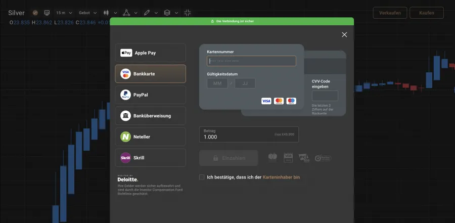 Silber Trading Geld einzahlen