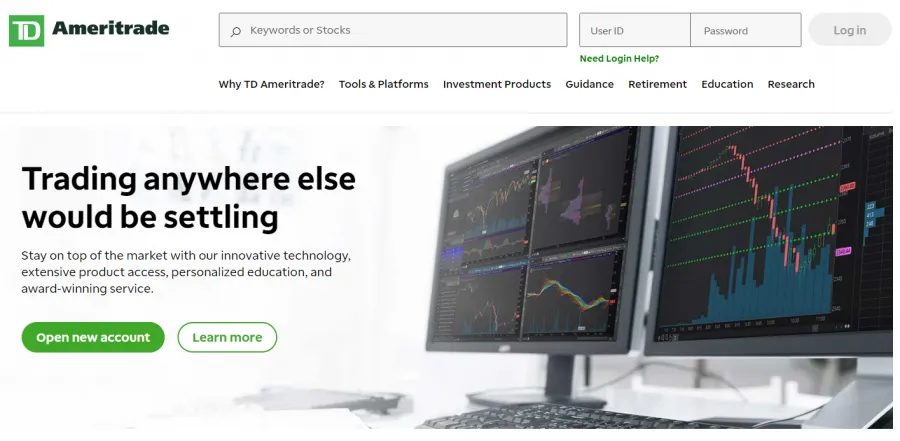 TD Ameritrade Website Screenshot