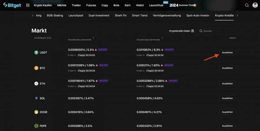 Bitget USDT Lending