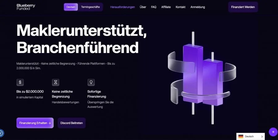 Startseite von Blueberry Funded