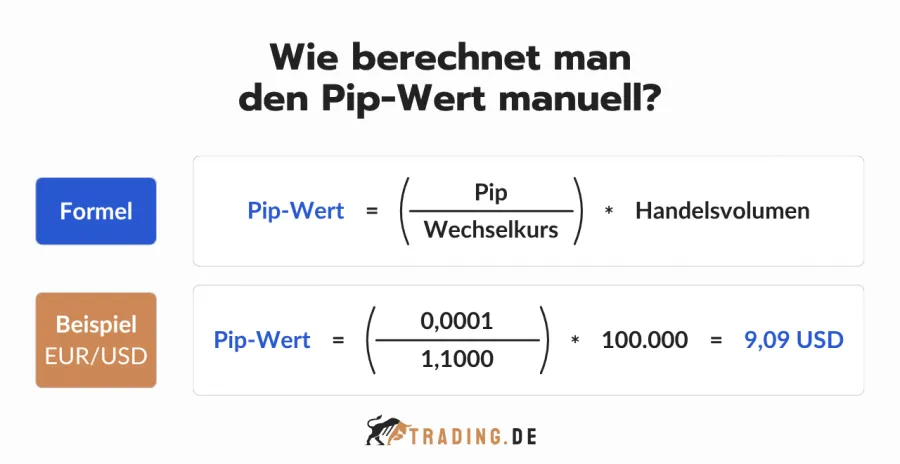 Manuelle Berechnung des Pip-Werts mit Formel und EUR/USD Beispiel