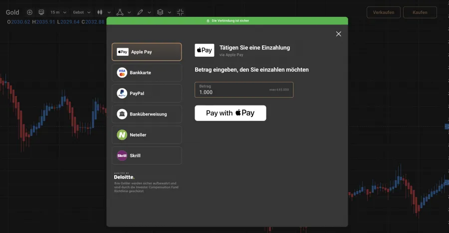 Capital.com Gold Trading Einzahlung