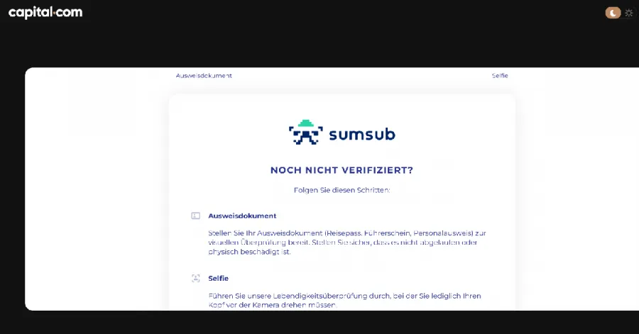 Capital.com Verifizierung