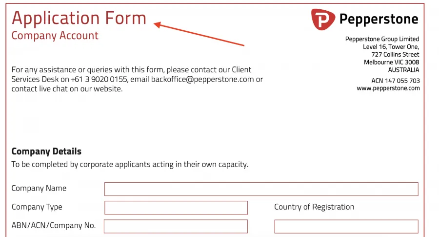 Pepperstone Corporate Account