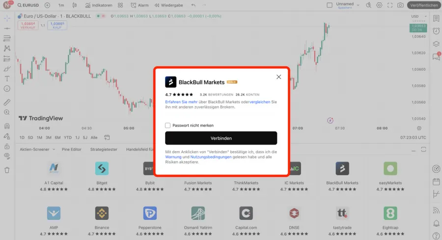 BlackBull Markets Konto mit TradingView verbinden
