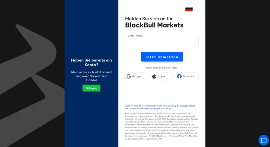 BlackBull Markets Trading Account erstellen