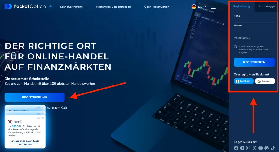 Pocket Option Registrierung