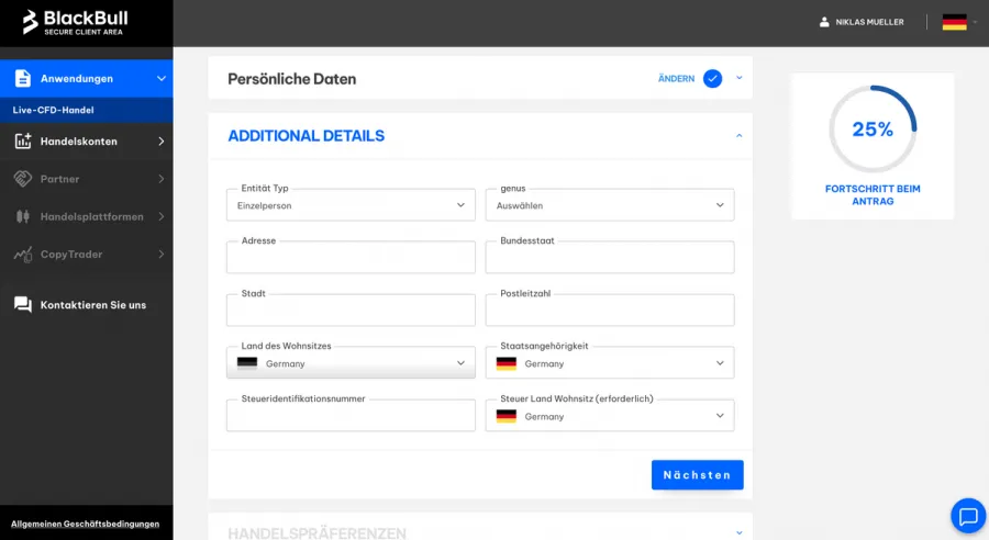 BlackBull Markets Konto erstellen
