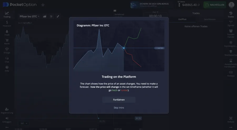 Pocket Option Demo Account Intro