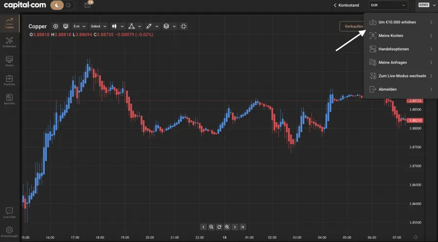Capital.com Kupfer Demo