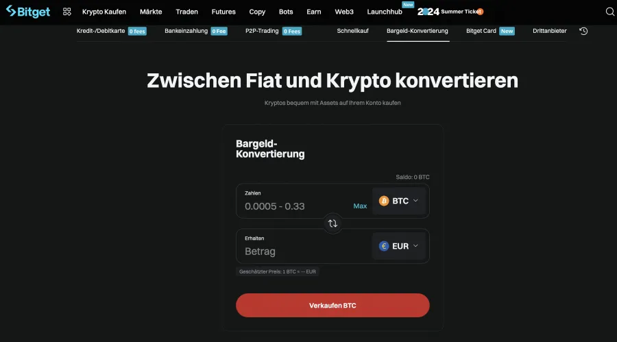Bitget Krypto in Euro umwandeln