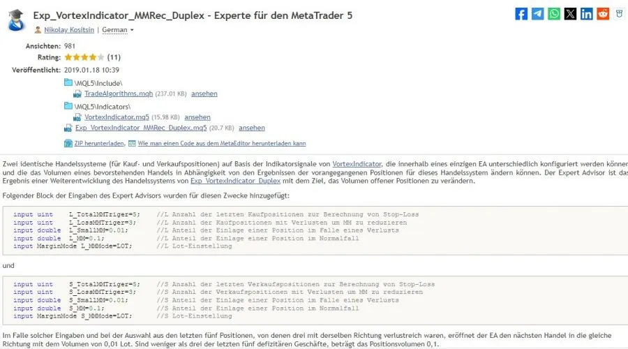 Beispiel für einen Expert Advisor (EA) für MT5