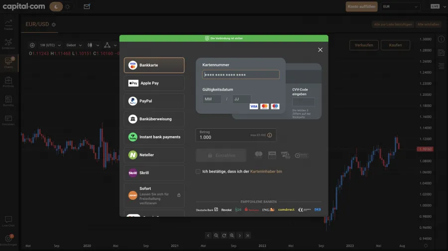 Geld einzahlen beim Rohstoff CFD Broker