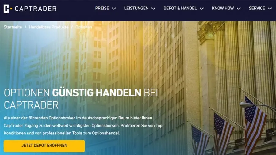 Optionen über CapTrader Webseite handeln