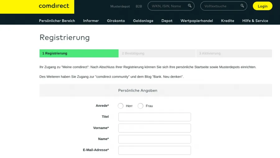 comdirect Aktien Demokonto registrieren