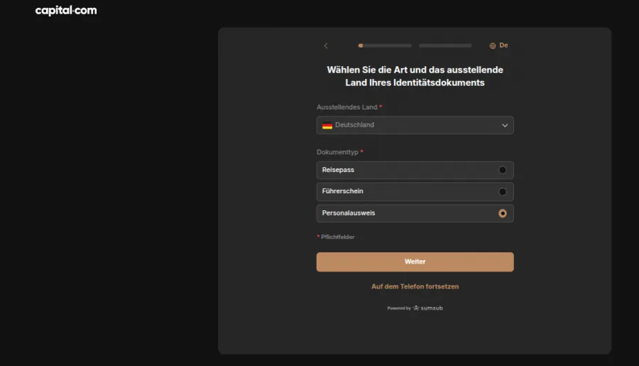 Verifizierung bei Capital.com