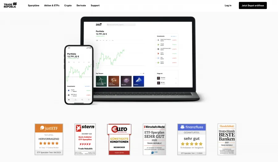 Die offizielle Webseite des Neobrokers Trade Republic