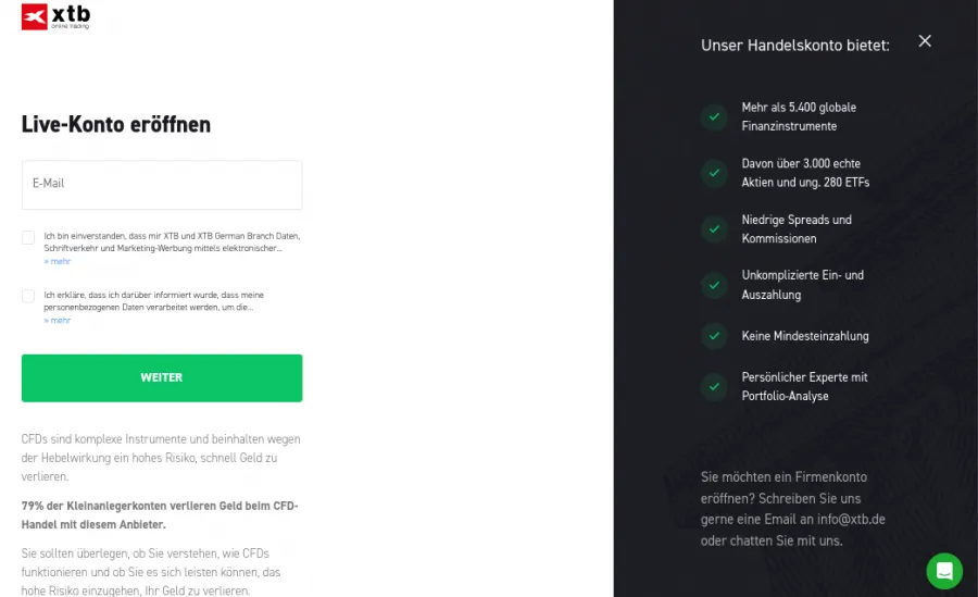 Live Konto eröffnen bei XTB
