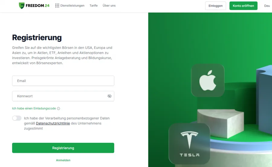 Freedom24 Registrierung für ETFs kaufen