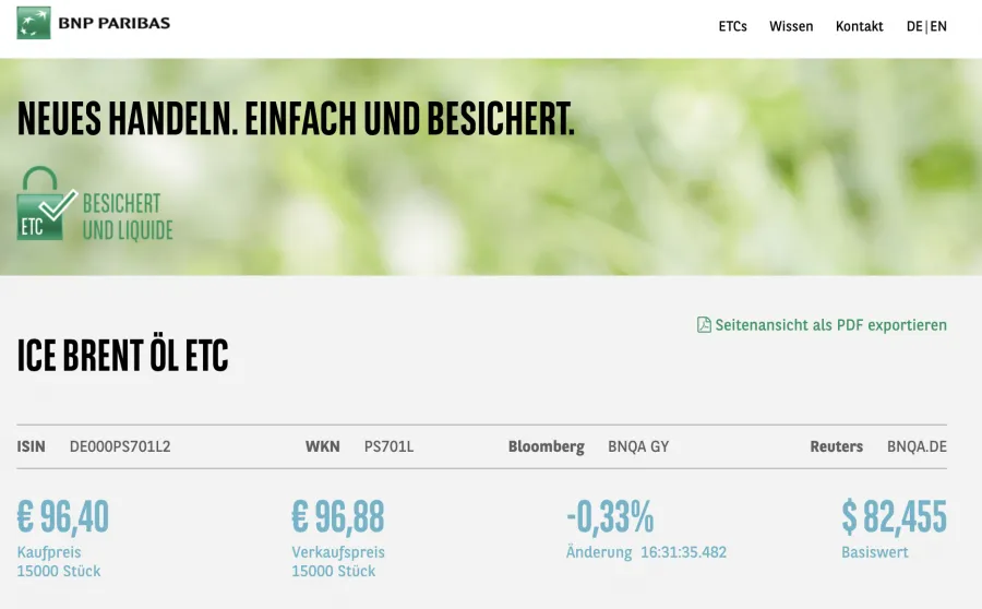 BNP Paribas ICE Brent Öl ETC