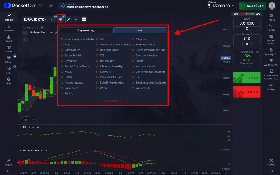 Pocket Option Trading Indikatoren