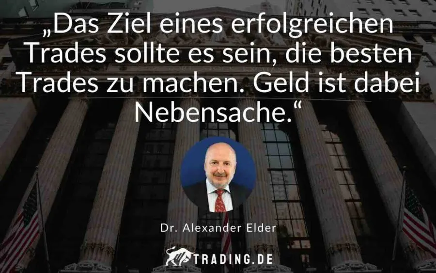 Trading Zitat Dr. Alexander Elder: „Das Ziel eines erfolgreichen Trades sollte es sein, die besten Trades zu machen. Geld ist dabei Nebensache.“