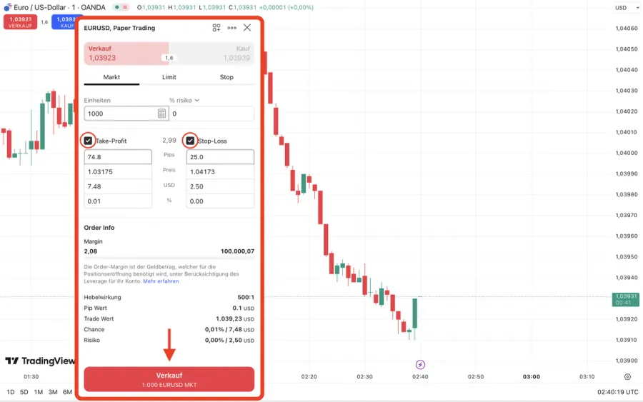 TradingView Orderausführung