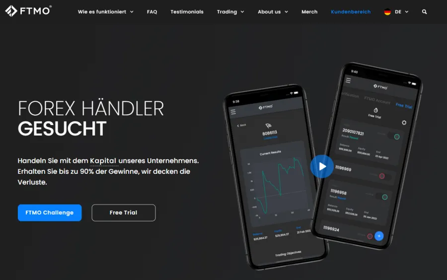 FTMO Screenshot Webseite