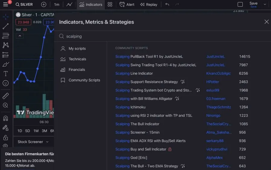 Rohstoff Silber Scalping
