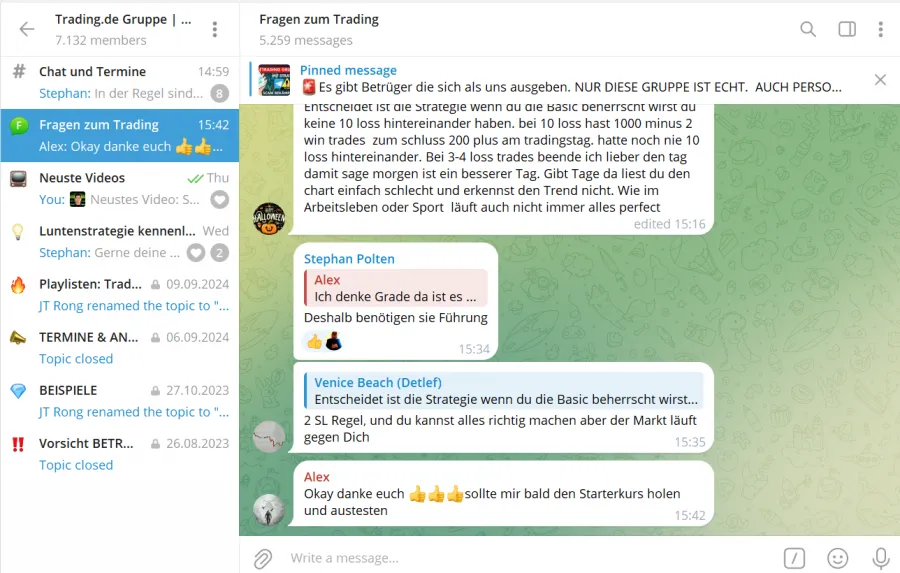 Die Trading.de Telegram Trading Gruppe