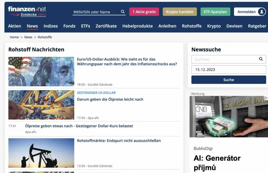 finanzen.net Rohstoff news