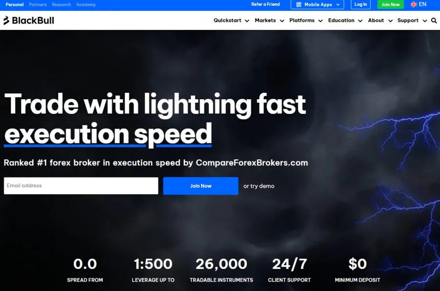 Blackbull Markets Screenshot der Website