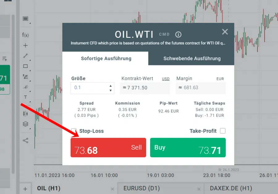 CFD Leerverkauf Beispiel
