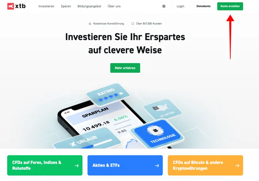 Registrieren bei XTB