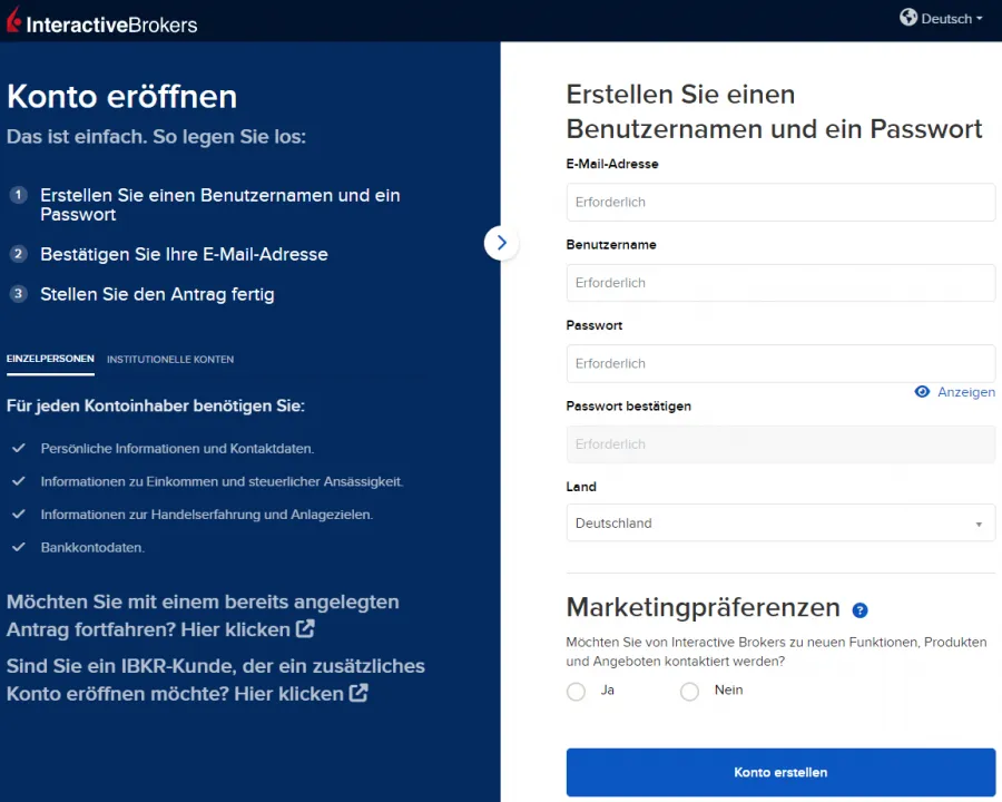Interactive Brokers Kontoeröffnung