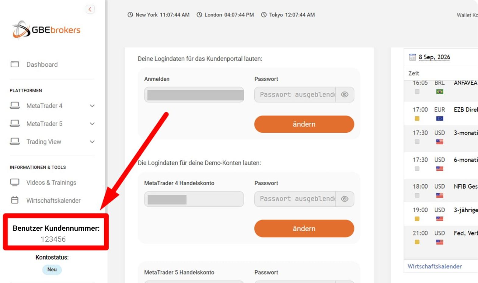 Benutzer-Kundennummer im GBE brokers Portal finden